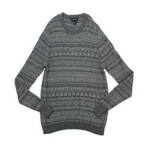 Nordstrom Sweater Mens L Large Gray Crew Neck Viscose Wool Nylon Alpaca Blend